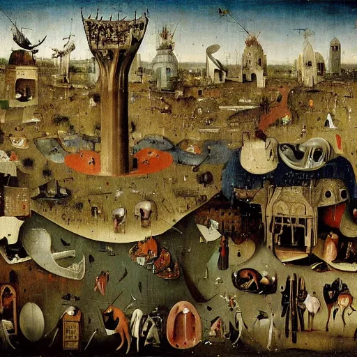 Image similar to fall of baghdad by hieronymus bosch