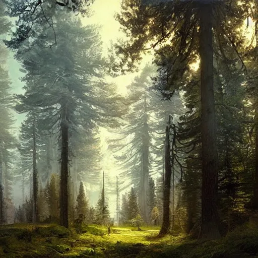 Image similar to mysterious glowing nuclear reactor, woods and wilderness, Ivan Shishkin and Greg Rutkowski