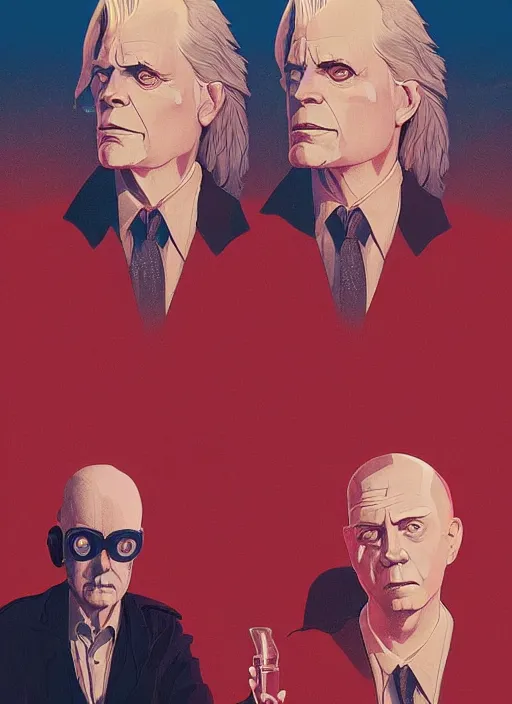 Prompt: Twin Peaks poster artwork by Michael Whelan and Tomer Hanuka, Rendering of Klaus Kinski the man with split personality, full of details, by Makoto Shinkai and thomas kinkade, Matte painting, trending on artstation and unreal engine