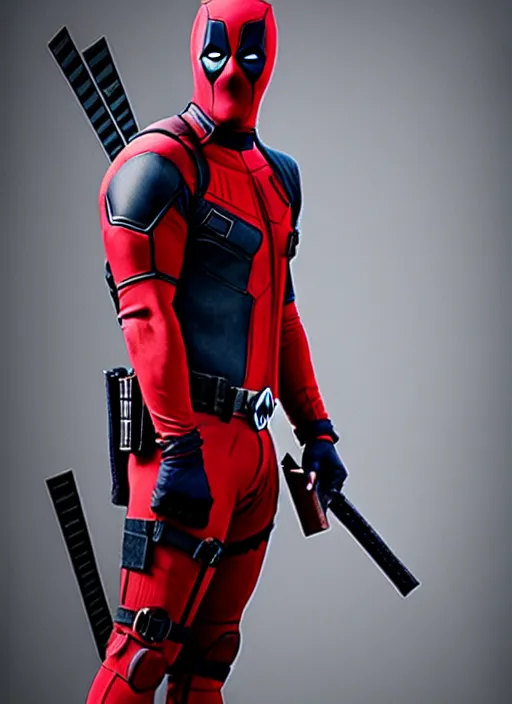 Image similar to actor mario casas con el traje deadpool photo 4k high details