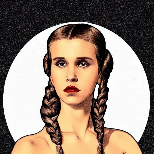 Image similar to portrait of a young and beautiful princess leia doing a duckface!!!!, in a light white dress, digital art, golden hour, smooth, extremely detailed