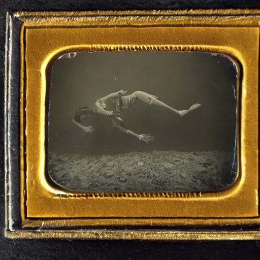 Prompt: tintype photo, swimming deep underwater, centipede