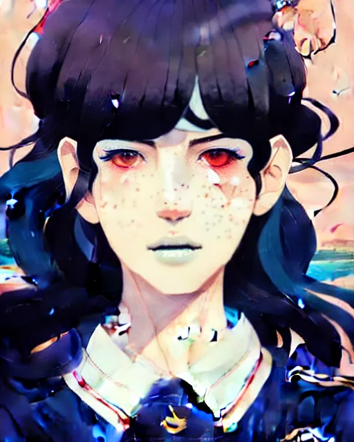 Image similar to a ultradetailed beautiful panting of a stylish woman wearing a sailor uniform, she has black hair, by conrad roset, greg rutkowski and makoto shinkai, trending on artstation