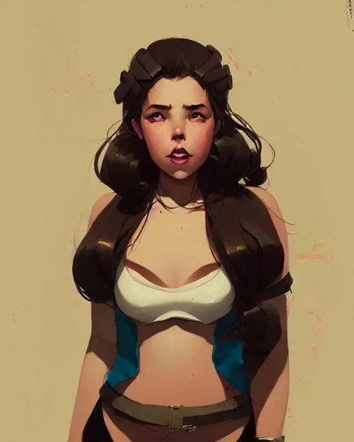 Image similar to hyper - realistic portrait of beautiful female readhead curvy hair adventurer by atey ghailan, by greg rutkowski, by greg tocchini, by james gilleard, by joe fenton, by kaethe butcher, dynamic lighting, gradient light yellow, brown, blonde cream and white color scheme, grunge aesthetic