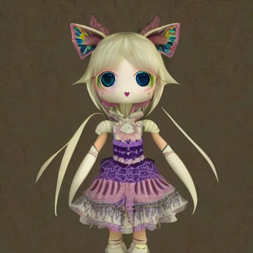 Prompt: cute fumo plush of a fae girl with an intricate ritual dress, magical pattern, vray