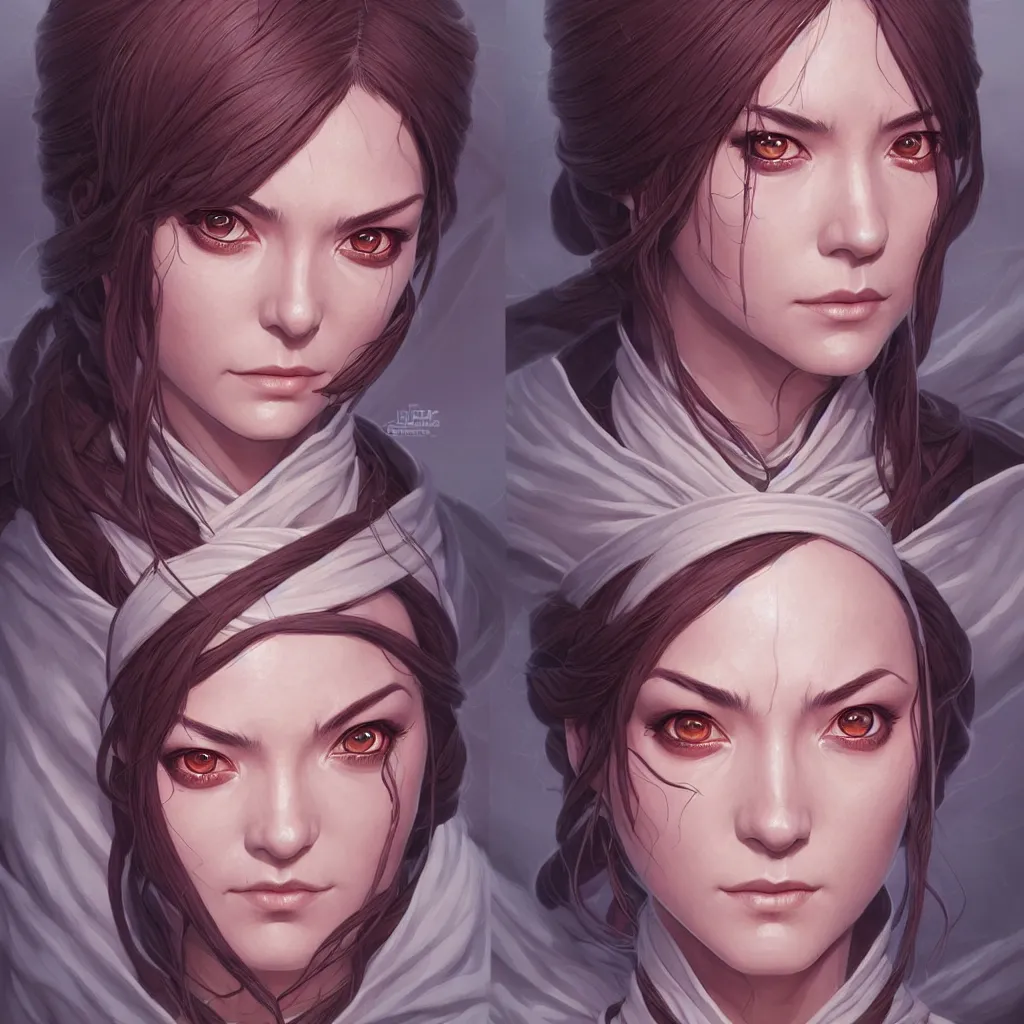 Image similar to one female jedi master, wearing the traditional jedi robe, beautiful and uniquely odd looking, detailed symmetrical close up portrait, intricate complexity, in the style of artgerm and ilya kuvshinov, magic the gathering, star wars art