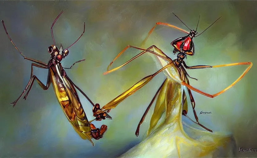 Image similar to Insect Alchemy mantis. By Konstantin Razumov, highly detailded