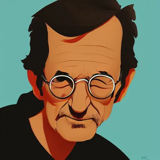 Image similar to face icon stylized minimalist steven spielberg, loftis, cory behance hd by jesper ejsing, by rhads, makoto shinkai and lois van baarle, ilya kuvshinov, rossdraws global illumination