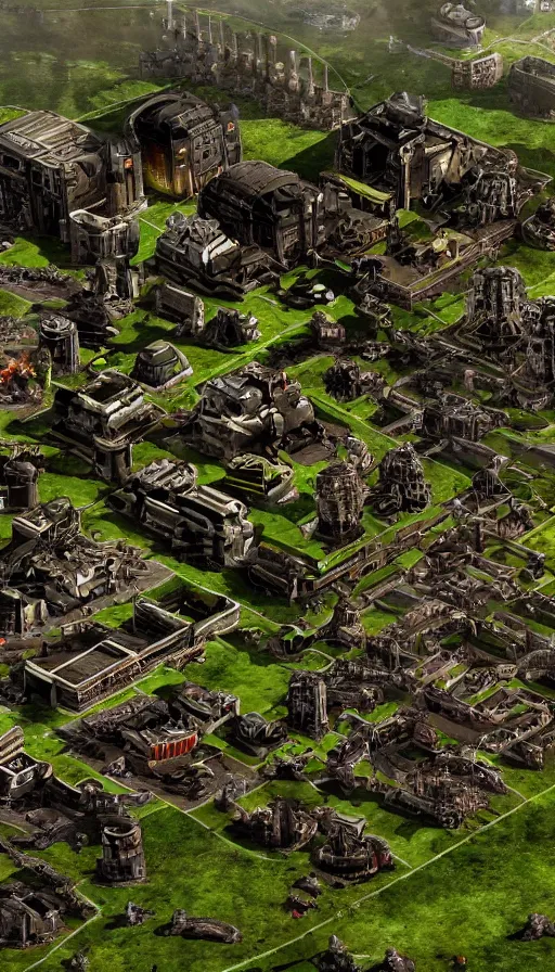 Image similar to tiberium infested cities, command and conquer 3 wallpaper, science fiction art, scrin and mutants, irradiated wasteland city ruins