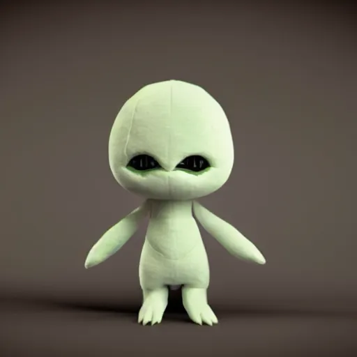 Image similar to cute fumo plush of an alien boy in a black hoodie, three point lighting, color contrast, vray