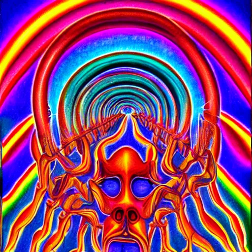 Prompt: tripping on LSD in Las Vegas, by Alex Grey, psychedelic art