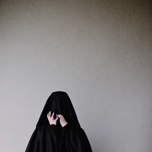 ghost girl blindfolded in black wedding dress | Stable Diffusion | OpenArt