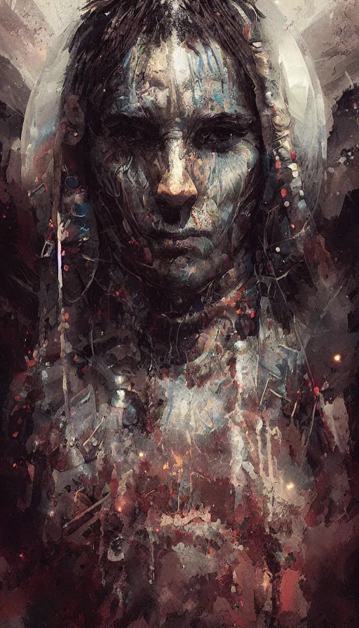 Image similar to portrait of a digital shaman, by greg rutkowski