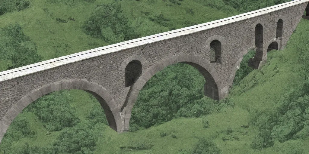 Prompt: 2 d projection of the aqueduct front view