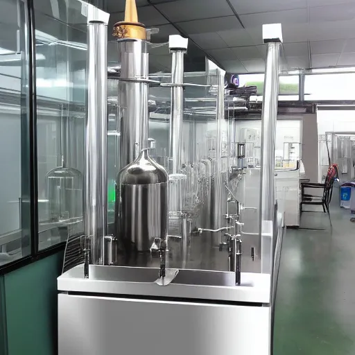 Prompt: a laboratory glass distiller
