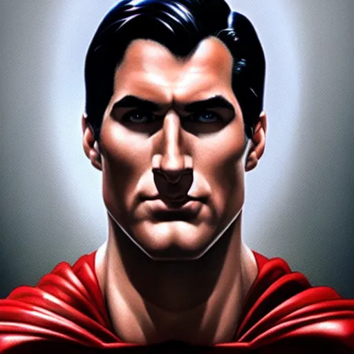 Prompt: an ultra - realistic head and shoulders portrait painting of superman in the style of alex ross. 4 k. ultra - realistic. highly detailed. dark fantasy. epic lighting.