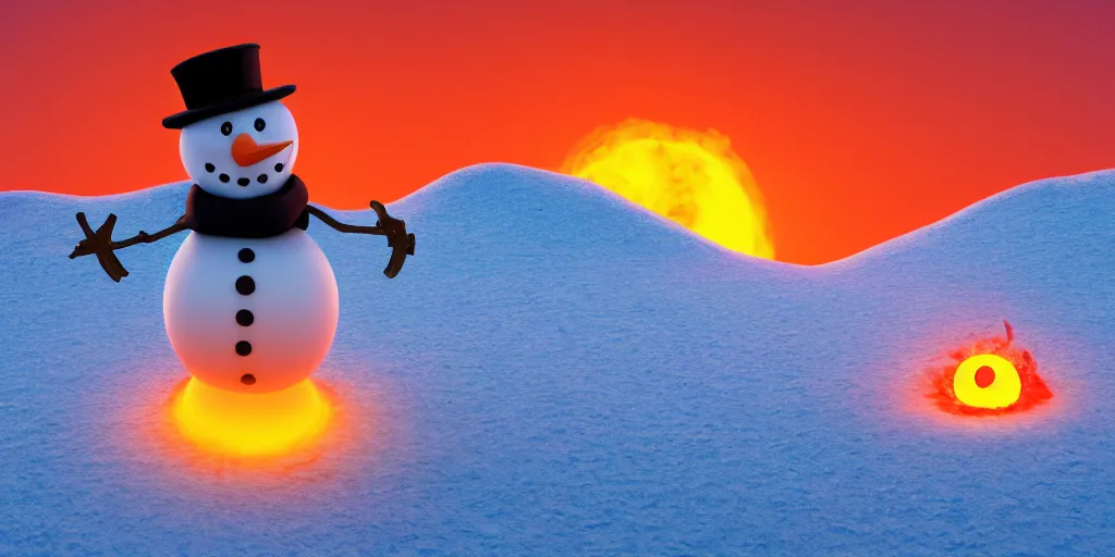 a melting snowman standing on top of the sun. the | Stable Diffusion ...