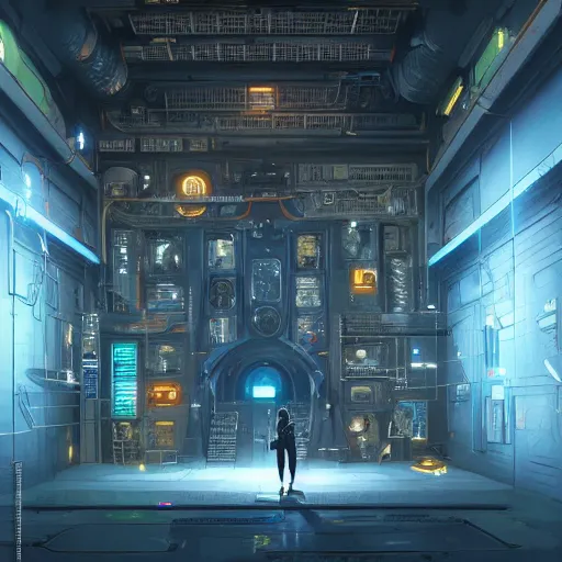 Image similar to a top secret vault with many locks, detailed digital illustration by greg rutkowski, cyberpunk, android netrunner