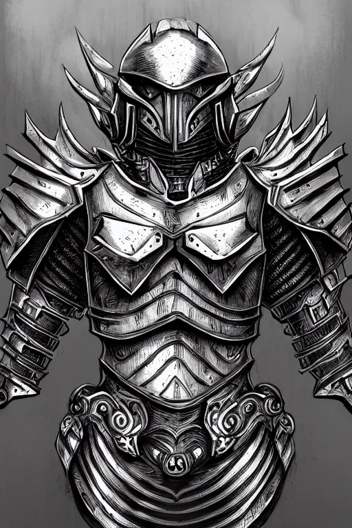 Image similar to armoured warrior, symmetrical, highly detailed, digital art, thorned themed armour, sharp focus, trending on art station, kentaro miura manga art style