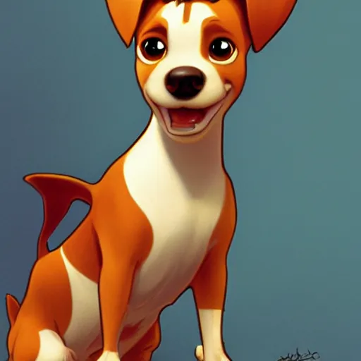 Prompt: jack russel terrier character shocked, pixar, disney, concept art, sketch, trending on artstation, graphic novel, childrens illustrated storybook, by alphonse mucha and cory loftis and matthias lechner