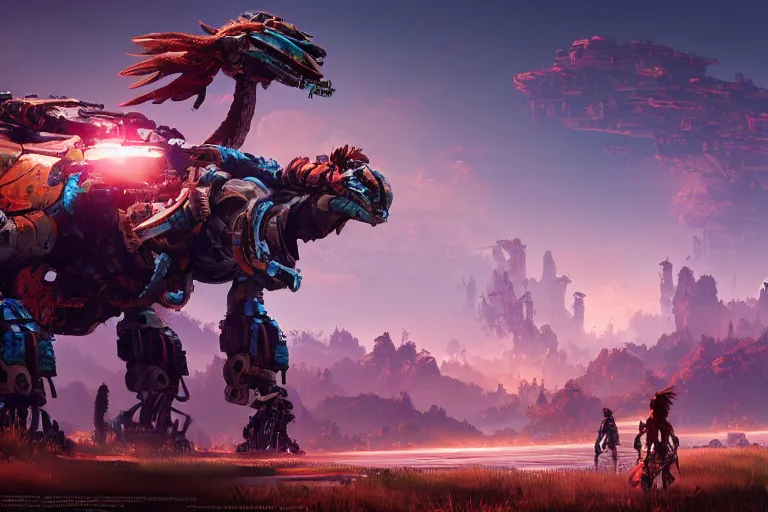 Image similar to tideripper machine mecanical creature robot of horizon forbidden west horizon zero dawn bioluminiscence global illumination ray tracing hdr fanart arstation by ian pesty and alena aenami artworks in 4 k