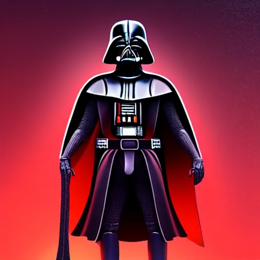 Image similar to darth vader, profile pic, red background, accurate anatomy, highly detailed, digital art, epic,