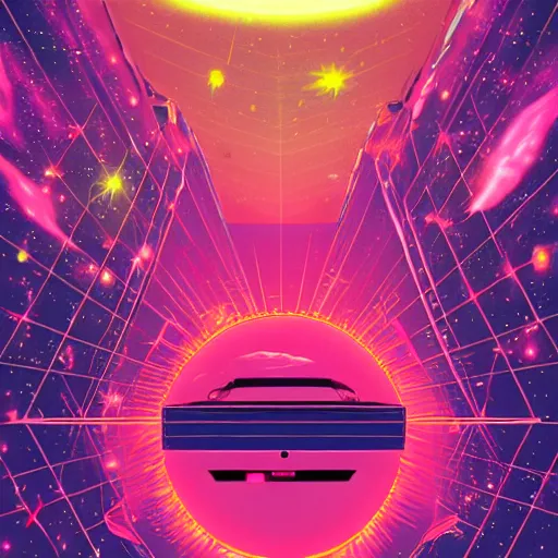 Image similar to the universe, epic retrowave art, trending on art station