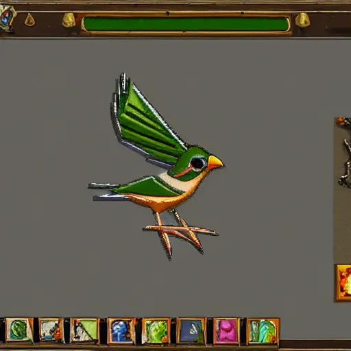 Prompt: fabulous bird in runescape old school marketplace