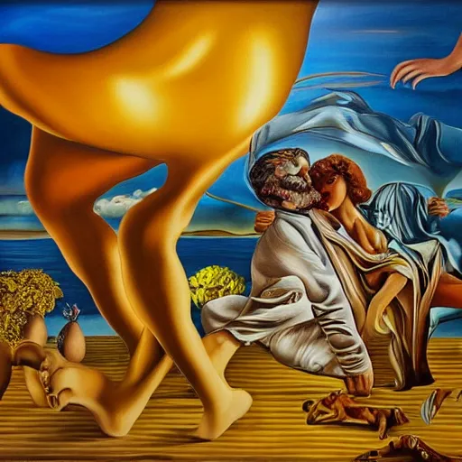 Image similar to If we had more time, We could live forever, Just you and I, We could be together, surrealism, in the style of Salvador Dali, oil on canvas, 8K beautiful detailed mural