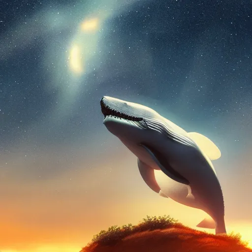 Prompt: whale under the stars,cgstation,artstation,3d,4k