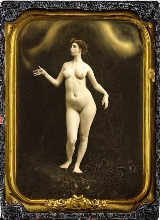 Image similar to old wetplate daguerreotype birth of venus during the ending of the world, fractal, intricate, elegant, highly detailed, parallax, leica, medium format, subsurface scattering, by jheronimus bosch and greg rutkowski and louis jacques mande daguerre