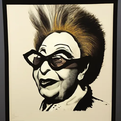 Image similar to individual screaming dame edna everage silk screen francis bacon