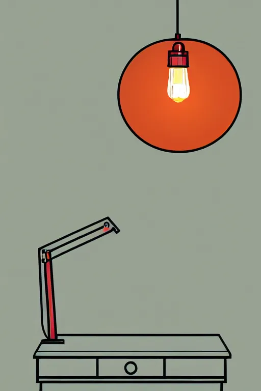 Image similar to minimalist boho style art of a colorful desk lamp, illustration, vector art