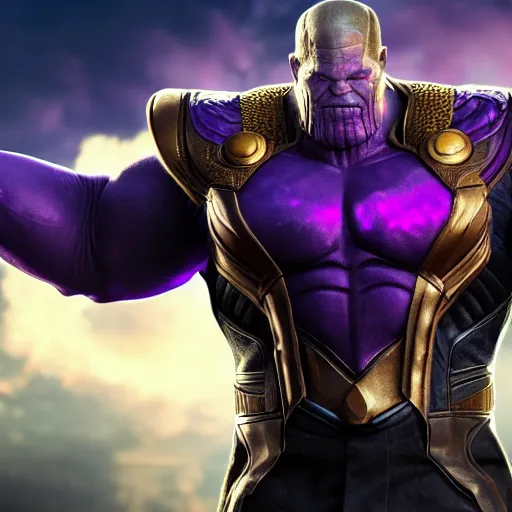 Prompt: Thanos starring as Thor, Thanos in Thor attire, trending on artstation, 4k, 8k