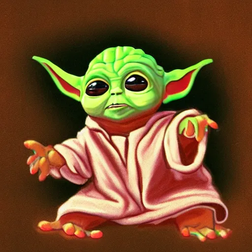 Prompt: caveman painting of baby yoda