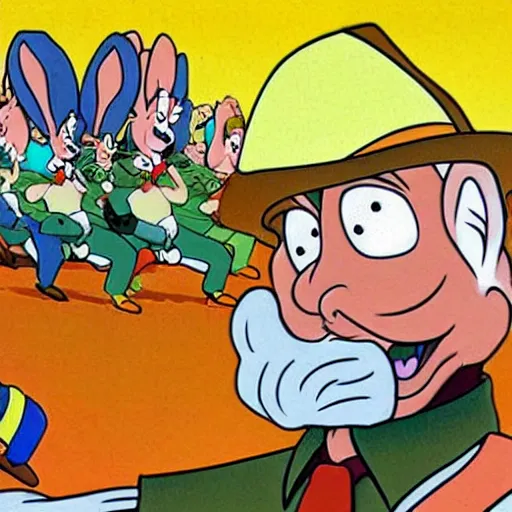 Image similar to john wayne in a bugs bunny cartoon,