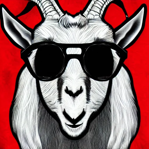 Prompt: a goat with black sunglasses digital art by purro purro