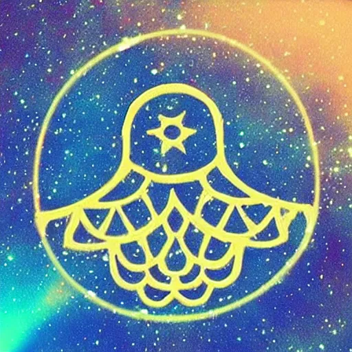 Image similar to “a spaceship in the shape of hamsa is flying among the stars”