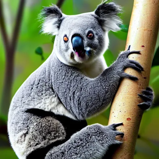 Image similar to a koala with the colors of a panda