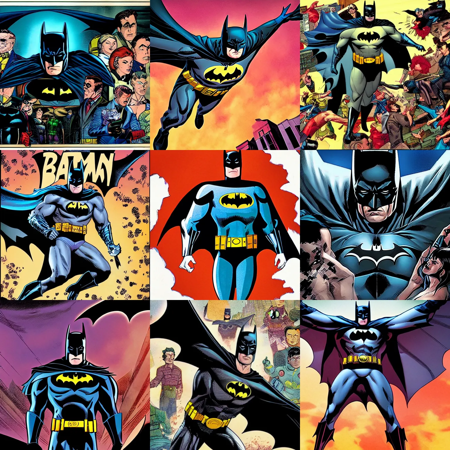 Prompt: batman comic book full panel key art