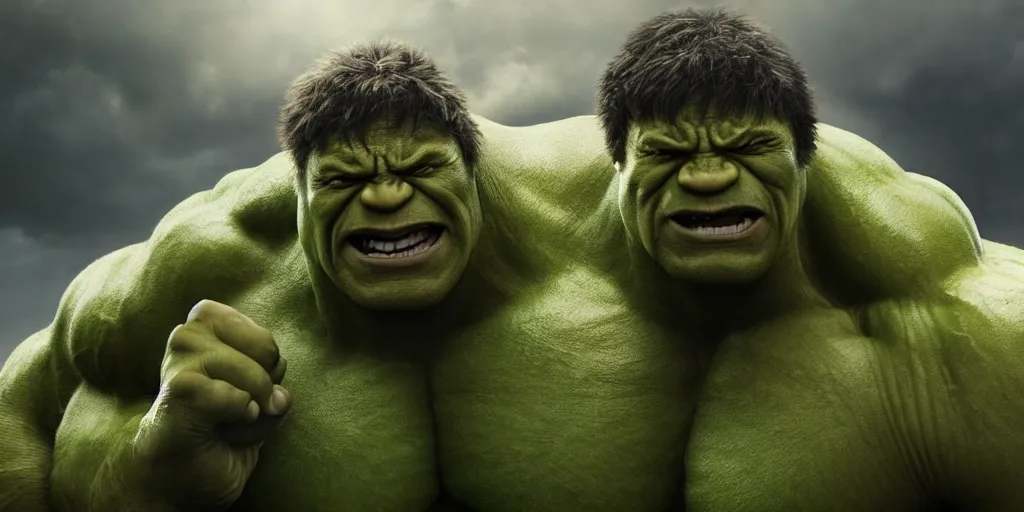 Image similar to dwayne johnson as hulk, highly detailed, environmental light, cinematic by francis tneh