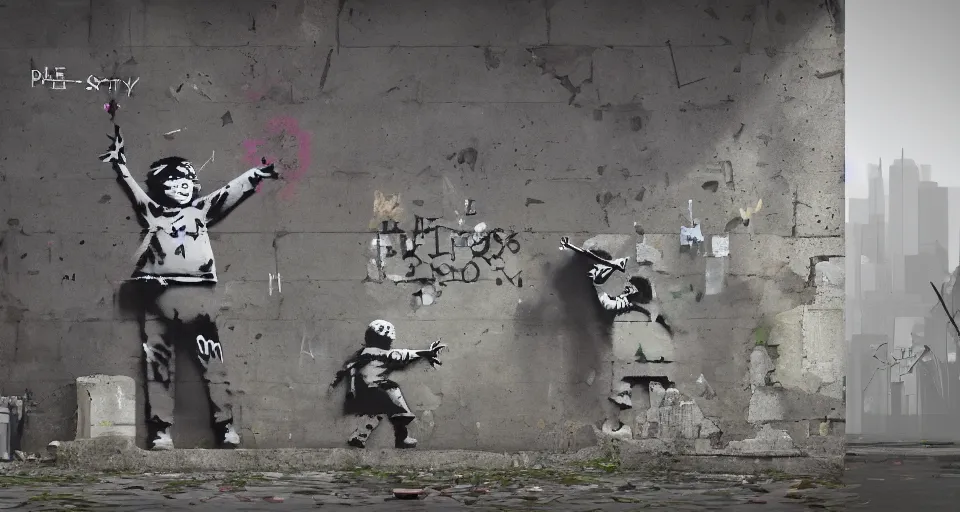 a completely original artwork by banksy trending on | Stable Diffusion