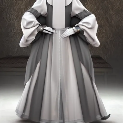 Image similar to female character design inspired by venice carnival and nun outfit | | concept art, gray