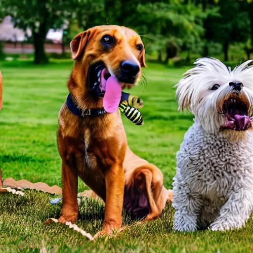 Image similar to dogs that bark bees out their mouths