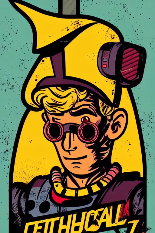 Image similar to fallout 7 6 retro futurist illustration art by butcher billy, sticker, colorful, illustration, highly detailed, simple, smooth and clean vector curves, no jagged lines, vector art, smooth andy warhol style