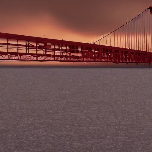 Prompt: a container ship in very choppy water while under the francis scott key bridge. there is a feeling of powerful immense energy and power. imax 7 0 mm, ultrarealistic, cgsociety, 3 d octane render, ue 5.