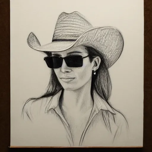 A girl wearing Sun Hat and Sunglass, Draw a girl