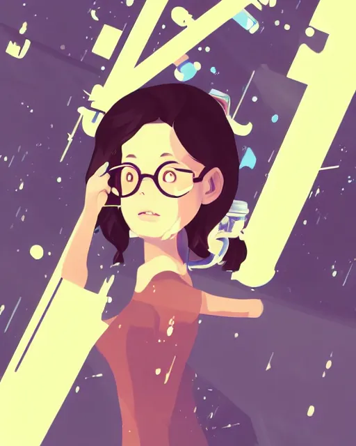 Image similar to a little girl science. clean cel shaded vector art. minimalist illustration art by lois van baarle, artgerm, helen huang by makoto shinkai and ilya kuvshinov, rossdraws