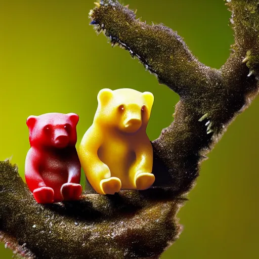 Image similar to national geographic photos of wild gummy bears, wildlife photography