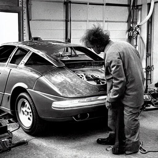 Prompt: “Einstein fixing a ferrari in his garage, 35mm photograph”